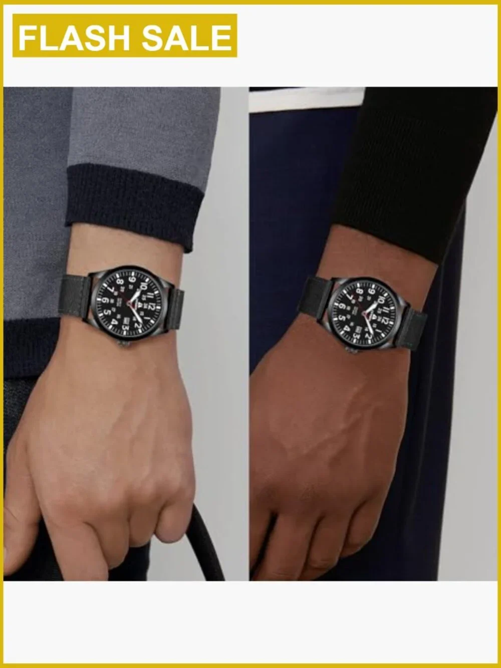 Men's Military Analog Quartz Watch Nylon Strap Date Luminous 42mm